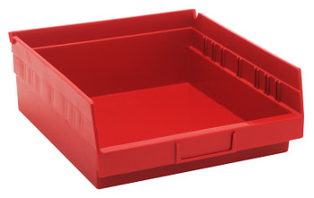 Economy shelf bin, nesting, 11-5/8"D x 11-1/8"W x 4"H, Red, Red, Polypropylene, QSB109RDCS
