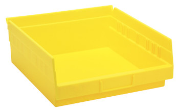 Economy shelf bin, nesting, 11-5/8"D x 11-1/8"W x 4"H, Yellow, Yellow, Polypropylene, QSB109YL
