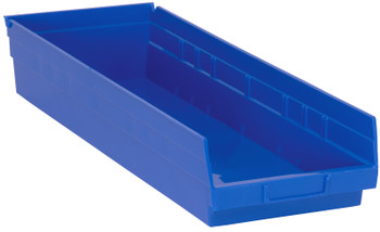 Economy shelf bin, nesting, 23-5/8"D x 8-3/8"W x 4"H, Blue, Blue, Polypropylene, QSB114BL