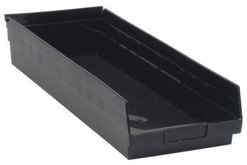 Economy Shelf Bin, nesting, 23-5/8"D x 8-3/8"W x 4"H, Black, Black, Polypropylene, QSB114BRCS