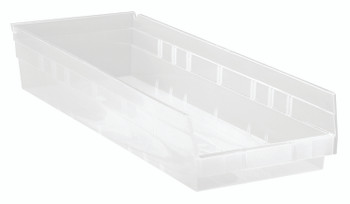 Economy Shelf Bin, nesting, 23-5/8"D x 8-3/8"W x 4"H, Clear, Clear, Polypropylene, QSB114CLCS