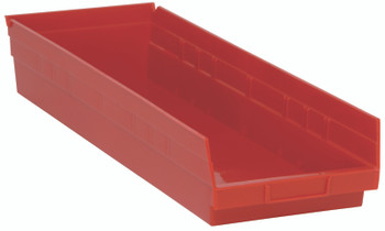 Economy shelf bin, nesting, 23-5/8"D x 8-3/8"W x 4"H, Red, Red, Polypropylene, QSB114RD