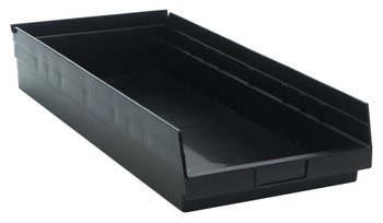 Economy shelf bin, nesting, 23-5/8"D x 11-1/8"W x 4"H, Black, Black, Polypropylene, QSB116BKCS