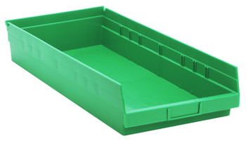 Economy shelf bin, nesting, 23-5/8"D x 11-1/8"W x 4"H, Green, Green, Polypropylene, QSB116GN