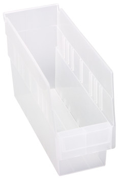 Economy Shelf Bin, nesting, 4-1/8"W x 11-5/8"L x 6"H, Clear, Clear, Polypropylene, QSB201CLCS