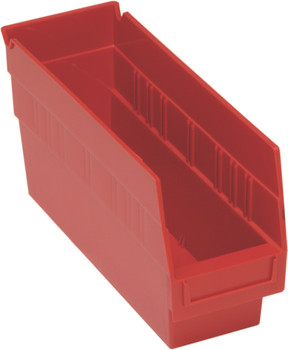 Economy Shelf Bin, nesting, 4-1/8"W x 11-5/8"L x 6"H, Red, Red, Polypropylene, QSB201RDCS