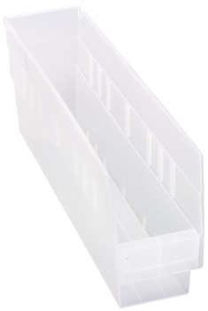 Economy Shelf Bin, nesting, 4-1/8"W x 17-7/8"L x 6"H, Clear, Clear, Polypropylene, QSB203CLCS