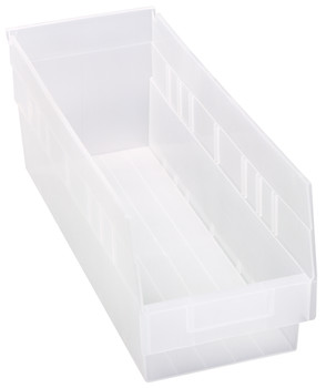 Economy Shelf Bin, nesting, 6-5/8"W x 17-7/8"L x 6"H, Clear, Clear, Polypropylene, QSB204CL