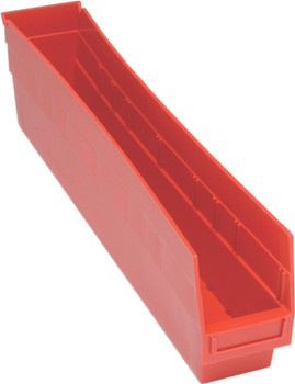 Economy Shelf Bin, nesting, 4-1/8"W x 23-5/8"L x 6"H, Red, Red, Polypropylene, QSB205RD