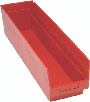 Economy Shelf Bin, nesting, 6-5/8"W x 23-5/8"L x 6"H, Red, Red, Polypropylene, QSB206RD