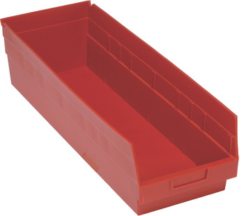 Economy Shelf Bin, nesting, 8-3/8"W x 23-5/8"L x 6"H, Red, Red, Polypropylene, QSB214RDCS