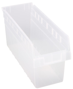 Economy Shelf Bin, nesting, 6-5/8"W x 17-7/8"L x 4"H, Clear, Clear, Polypropylene, QSB804CLCS
