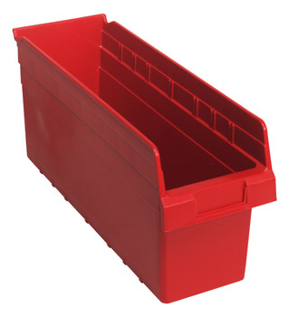 Economy Shelf Bin, nesting, 6-5/8"W x 17-7/8"L x 4"H, Red, Red, Polypropylene, QSB804RDCS