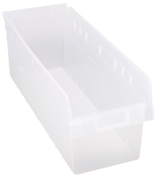 Economy Shelf Bin, nesting, 8-3/8"W x 23-5/8"L x 4"H, Clear, Clear, Polypropylene, QSB814CL