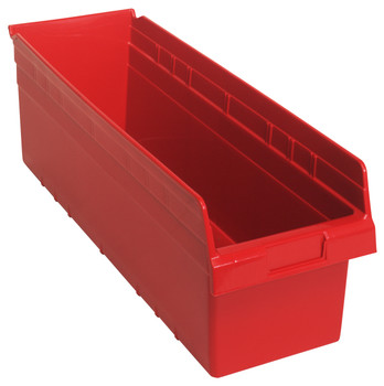Economy Shelf Bin, nesting, 8-3/8"W x 23-5/8"L x 4"H, Red, Red, Polypropylene, QSB814RD
