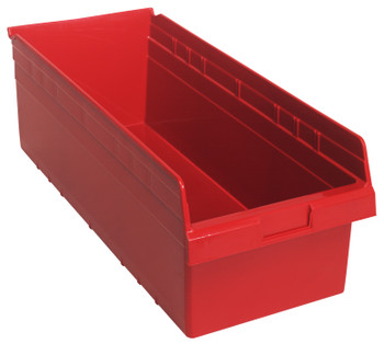 Economy Shelf Bin, nesting, 11-1/8"W x 23-5/8"L x 4"H, Red, Red, Polypropylene, QSB816RDCS