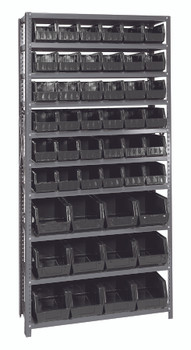 Shelving Unit, 12"D x 36"L x 75"H, heavy duty, Gray, Black, Carbon Steel, QSBU-230240BK