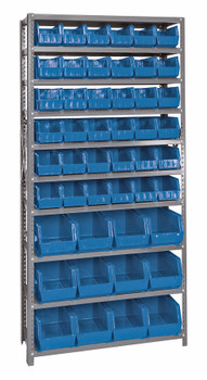 Shelving Unit, 12"D x 36"L x 75"H, heavy duty, Gray, Blue, Carbon Steel, QSBU-230240BL