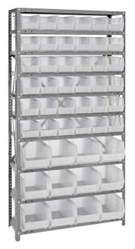 Shelving Unit, 12"D x 36"L x 75"H, heavy duty, Gray, Clear, Carbon Steel, QSBU-230240CL