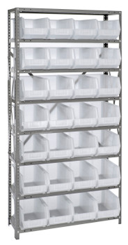 Shelving Unit, 12"D x 36"L x 75"H, heavy duty, Gray, Clear, Carbon Steel, QSBU-239CL
