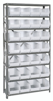 Shelving Unit, 12"D x 36"L x 75"H, heavy duty, Gray, Clear, Carbon Steel, QSBU-240CL
