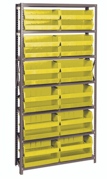 Shelving Unit, 12"D x 36"L x 75"H, heavy duty, Gray, Yellow, Carbon Steel, QSBU-245YL