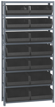 Shelving Unit, 12"D x 36"L x 75"H, heavy duty, Gray, Black, Carbon Steel, QSBU-250BK