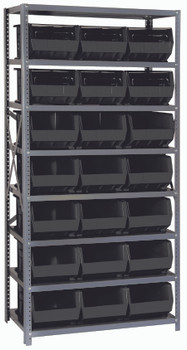Shelving Unit, 18"D x 36"L x 75"H, heavy duty, Gray, Black, Carbon Steel, QSBU-255BK