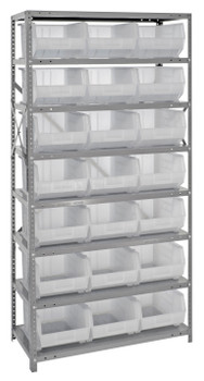 Shelving Unit, 18"D x 36"L x 75"H, heavy duty, Gray, Clear, Carbon Steel, QSBU-255CL