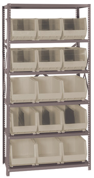 Shelving Unit, 18"D x 36"L x 75"H, heavy duty, Gray, Ivory, Carbon Steel, QSBU-260IV