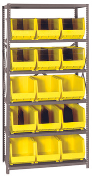 Shelving Unit, 18"D x 36"L x 75"H, heavy duty, Gray, Yellow, Carbon Steel, QSBU-260YL