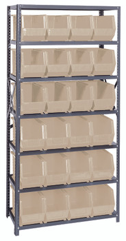 Shelving Unit, 18"D x 36"L x 75"H, heavy duty, Gray, Ivory, Carbon Steel, QSBU-265IV