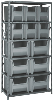 Shelving Unit, 18"D x 36"L x 75"H, heavy duty, Gray, Gray, Carbon Steel, QSBU-600800GY