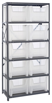 Shelving Unit, 18"D x 36"L x 75"H, heavy duty, Gray, Clear, Carbon Steel, QSBU-800CL