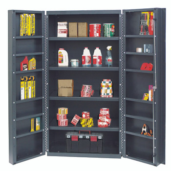 Heavy-Duty 36" Cabinet, 36"W x 24"D x 72"H, 800 lb. capacity per interior shelf and 60 lb. capacity per door shelf, Gray, 0, Carbon Steel, QSC-36-4IS-12DS
