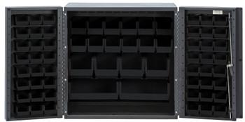 Heavy-Duty 36" Bin Cabinet, 36"W x 24"D x 36"H, 14 gauge all welded construction, Gray, Black, Carbon Steel, QSC-36-MINBK