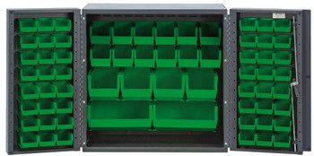 Heavy-Duty 36" Bin Cabinet, 36"W x 24"D x 36"H, 14 gauge all welded construction, Gray, Green, Carbon Steel, QSC-36-MINGN