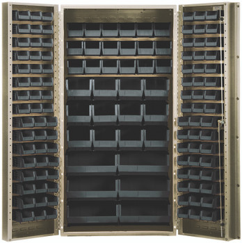 Heavy-Duty 36" Bin Cabinet, 36"W x 24"D x 72"H, 14 gauge all welded construction, Beige, Black, Carbon Steel, QSC-BG-36-68BK