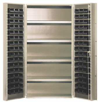 Heavy-Duty 36" Bin Cabinet, 36"W x 24"D x 72"H, 800 lb. capacity per interior shelf, Beige, Black, Carbon Steel, QSC-BG-36-96-4ISBK