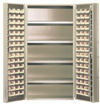 Heavy-Duty 36" Bin Cabinet, 36"W x 24"D x 72"H, 800 lb. capacity per interior shelf, Beige, Ivory, Carbon Steel, QSC-BG-36-96-4ISIV