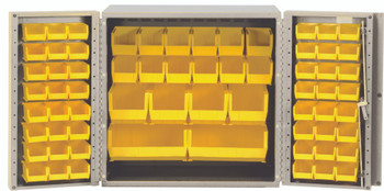 Heavy-Duty 36" Bin Cabinet, 36"W x 24"D x 36"H, 14 gauge all welded construction, Beige, Ivory, Carbon Steel, QSC-BG-36-MINIV