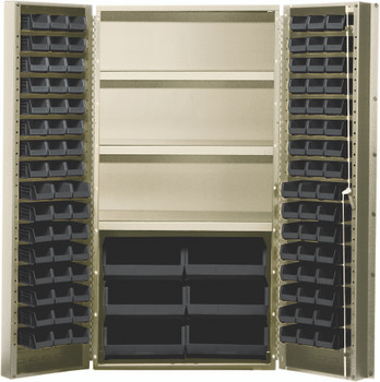 Heavy-Duty 36" Bin Cabinet, 36"W x 24"D x 72"H, 800 lb. capacity per interior shelf, Beige, Black, Carbon Steel, QSC-BG-36S-38BK