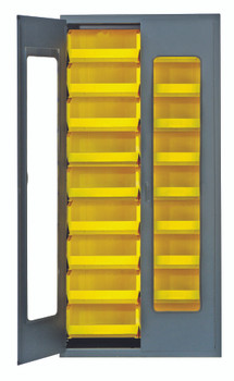 Heavy-Duty 36" Bin Cabinet, 36"W x 18"D x 78"H, clear acrylic door model, Beige, Yellow, Carbon Steel, QSC-BG-C250YL