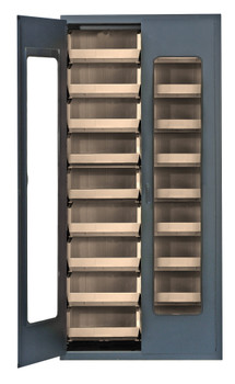 Heavy-Duty 36" Bin Cabinet, 36"W x 18"D x 78"H, clear acrylic door model, Gray, Ivory, Carbon Steel, QSC-C250IV