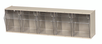 Tip Out Bin, (5) compartment, 23-5/8"W x 5-1/4"D x 6-1/2"H handle with label slot, Ivory/Crystal, Ivory/Crystal, HIPS/GPP-10, QTB305IV