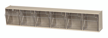 Tip Out Bin, (6) compartment, 23-5/8"W x 3-5/8"D x 4-1/2"H handle with label slot, Ivory/Crystal, Ivory/Crystal, HIPS/GPP-10, QTB306IV