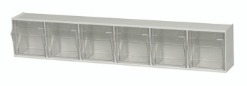 Tip Out Bin, (6) compartment, 23-5/8"W x 3-5/8"D x 4-1/2"H handle with label slot, White/Crystal, WhiteCrystal, HIPS/GPP-10, QTB306WT