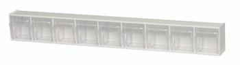 Tip Out Bin, (9) compartment, 23-5/8"W x 2-1/2"D x 3-1/8"H handle with label slot, White/Crystal, WhiteCrystal, HIPS/GPP-10, QTB309WT