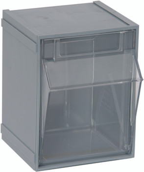 Tip Out Bin, (1) compartment, 5-1/4"W x 4-3/4"D x 6-1/4"H, Gray/Crystal, Gray/Crystal, HIPS/GPP-10, QTB405GY