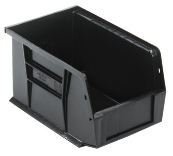 Bin, stacking or hanging, 6"W x 9-1/4"D x 5"H, Black, Black, Recycled PP, QUS221BR